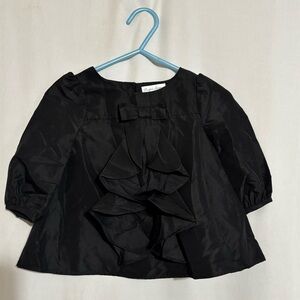 Ralph Lauren Girl’s Black Ruffle Bow Long Sleeve Loose Top  Size 6M